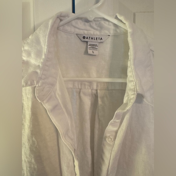Athleta Women’s White Linen Button Down - Picture 2 of 3